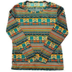 Vintage Rare Southwestern Aztec Tribal Print Long Sleeve Top XS